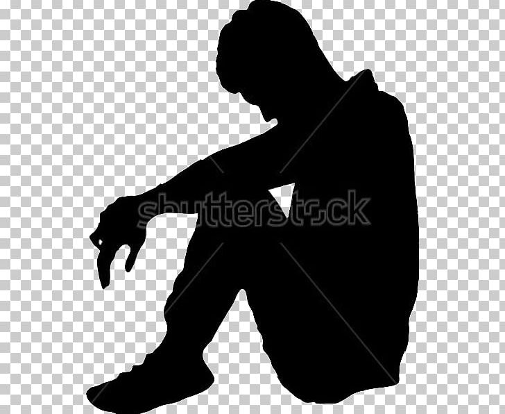 Silhouette Sadness Depression PNG, Clipart, Animals, Black.