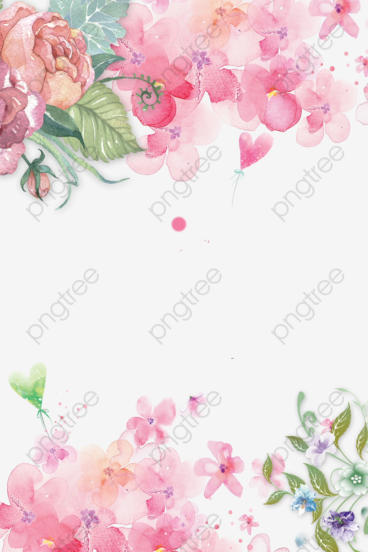 Pintado A Mano De Flores Rosa Floral Fondo Decorativo, Pintado A.