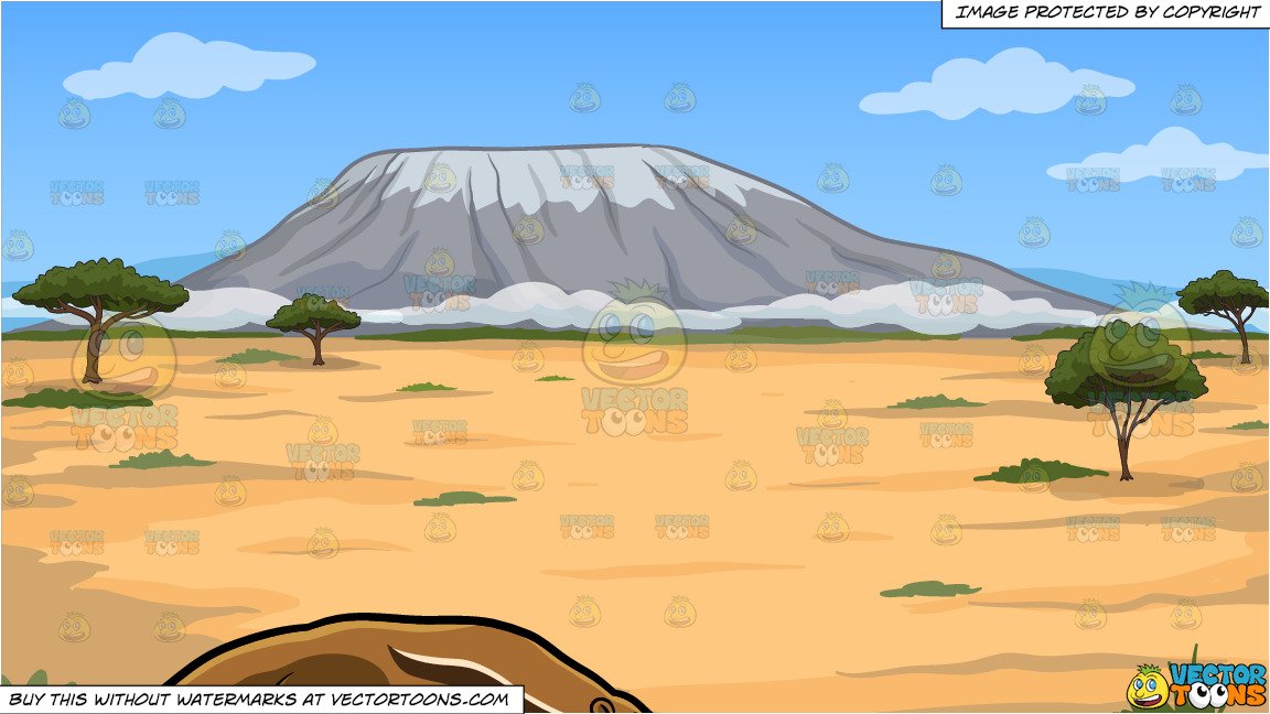 An Anteater and A Small Mountain In The Middle Of A Desert Background.
