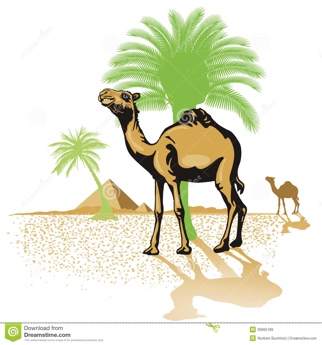 Desert with palm tree clipart.