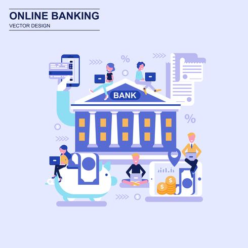 Online banking flat design concept.