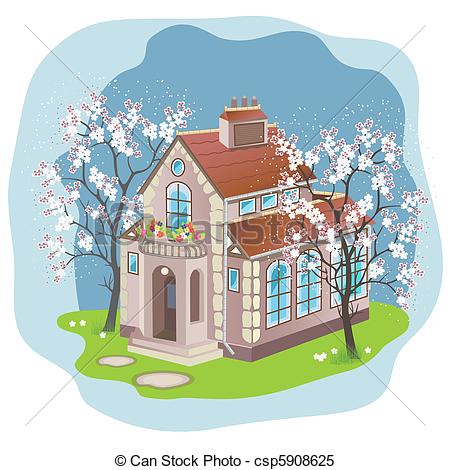 Clipart Vector of Spring house.