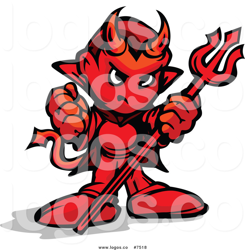 Royalty Free Clip Art Vector Logo of a Devil Holding up a.