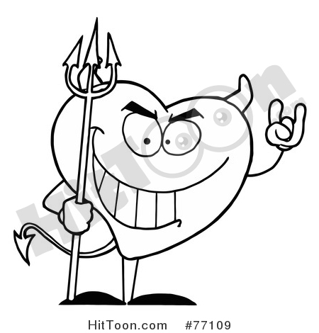 Heart Clipart #77109: Black and White Coloring Page Outline of a.