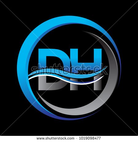 initial letter logo DH company name blue and grey color on.