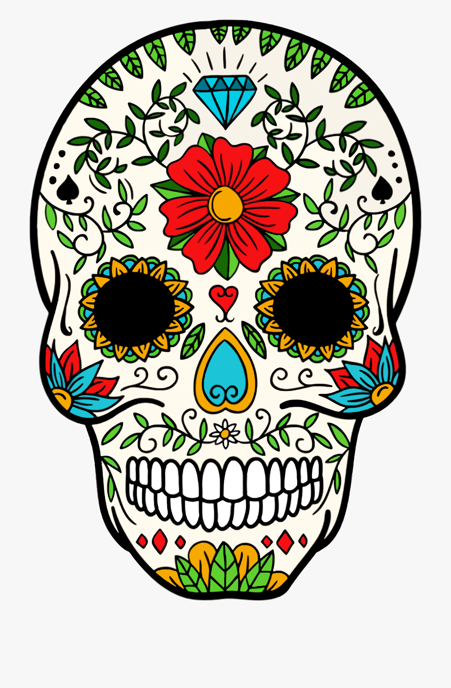 dia de los muertos skull colorful