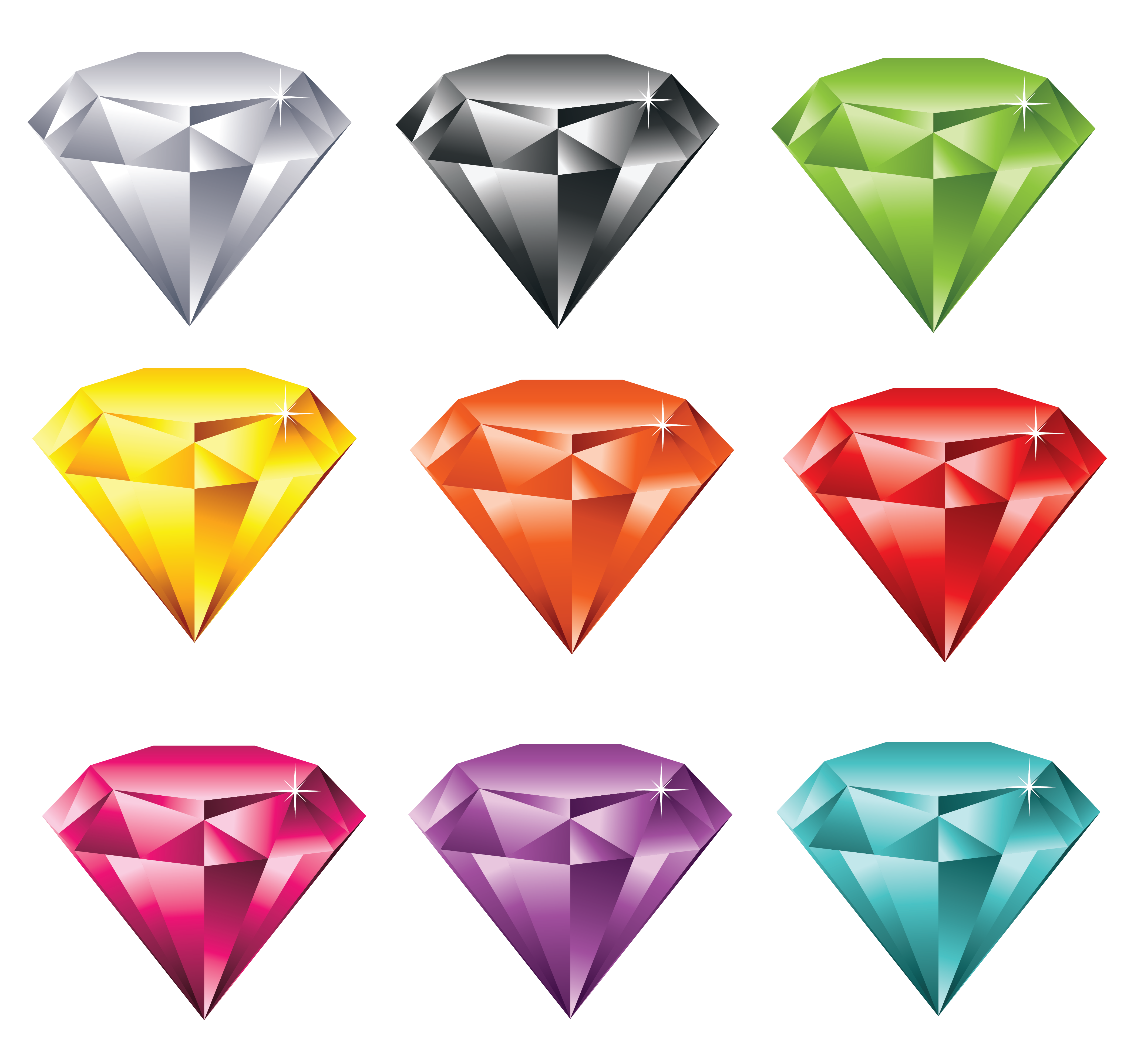 Multicolor Diamonds Set PNG Clipart.