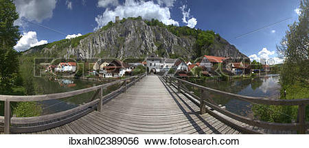 Stock Images of "Altmuehl river in Essing, Altmuehltal valley.