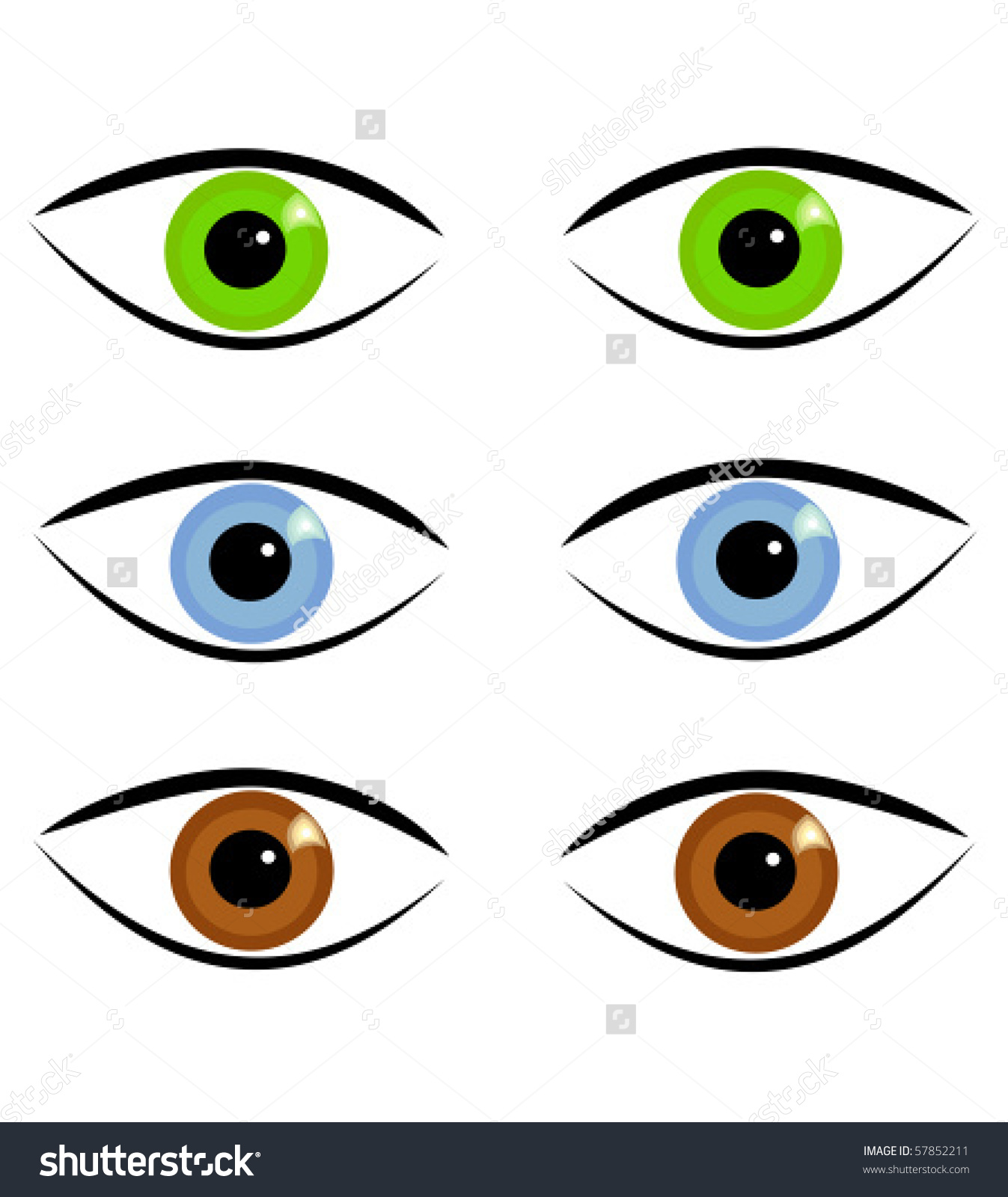 Pairs Eyes Three Different Colors Stock Vector 57852211.