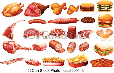 Vector Clipart of Children eating different kind of food.