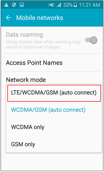 Switch to LTE on your handset.