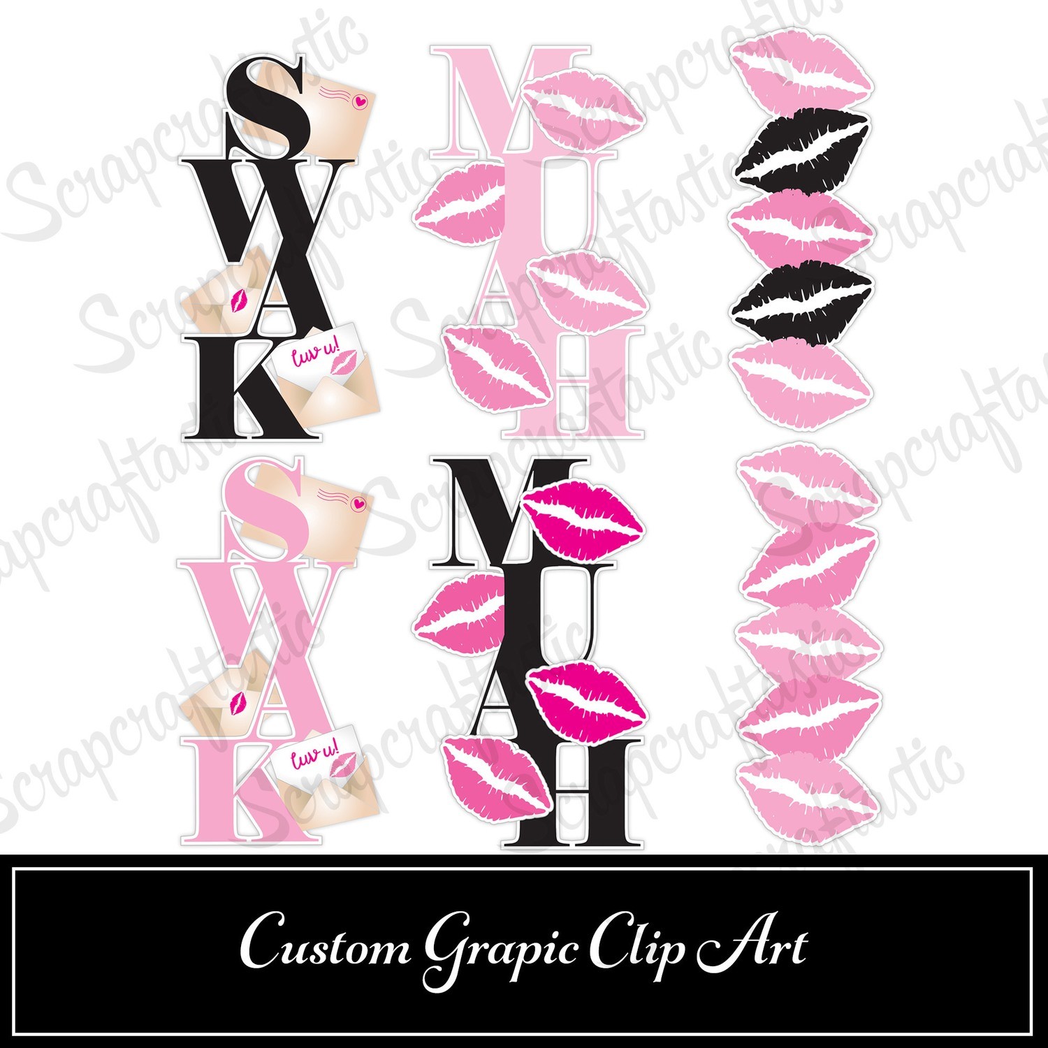 SWAK, MUAH, Lips Digital and Printable Graphics / Clip Art.