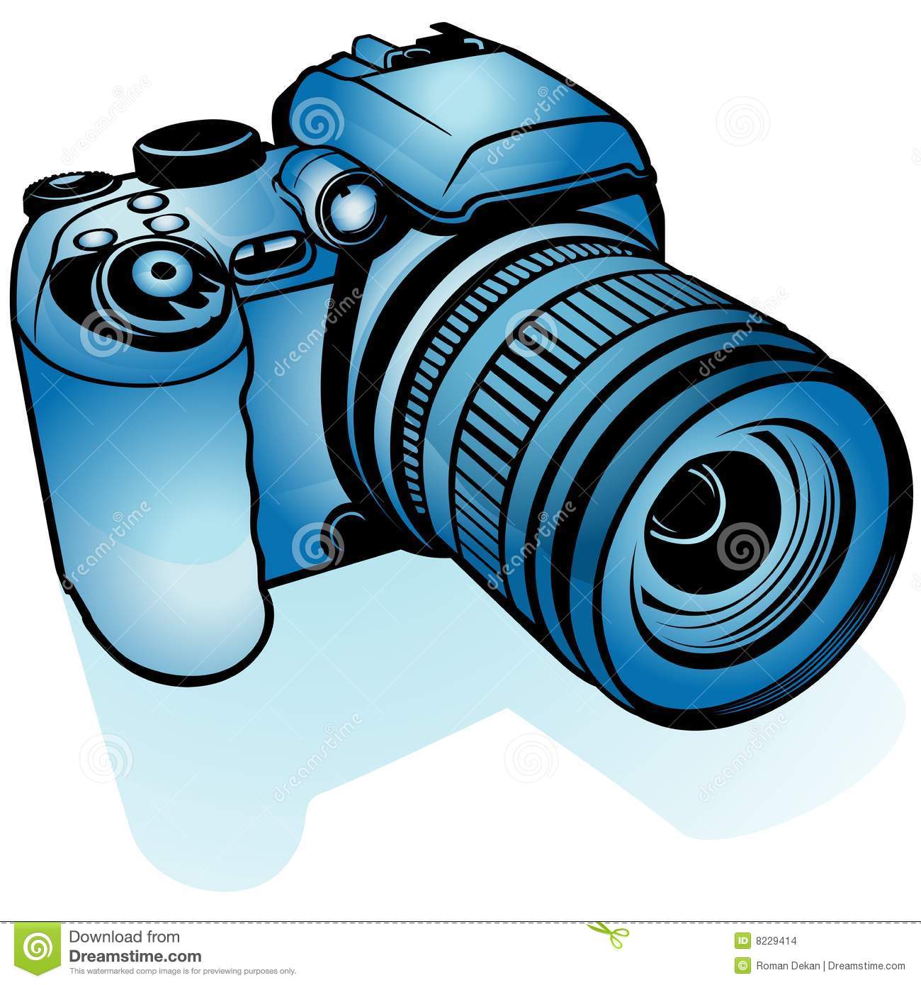 Blue Digital Camera stock vector. Illustration of clipart.