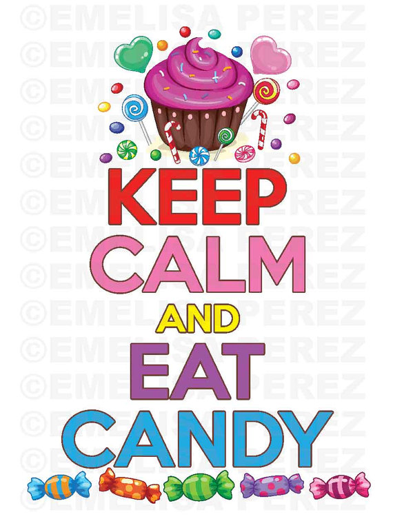 Keep Calm and Eat Candy Vector Digital Graphic Clipart.