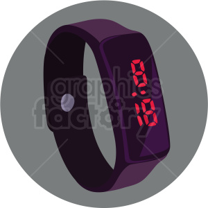 vector digital watch on circle grey background clipart. Royalty.