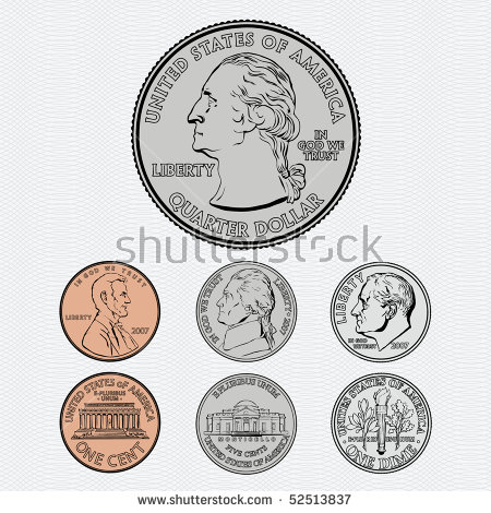 Penny nickel dime quarter clipart.