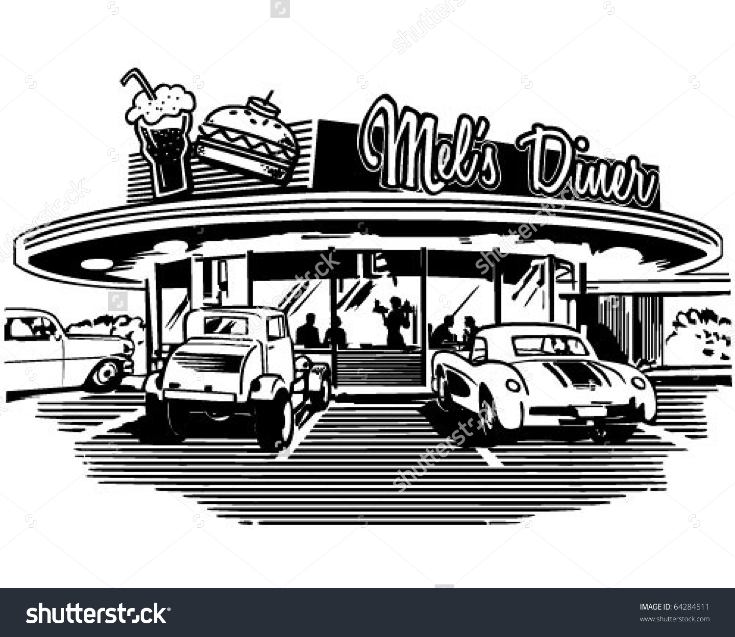 Retro Diner Retro Clipart Illustration Stock Vector 64284511.