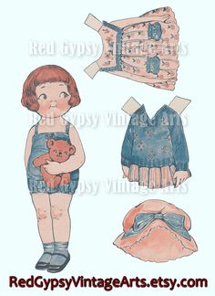 Vintage Paper Dolls Cutouts Dolly Dingle by RedGypsyVintageArts.