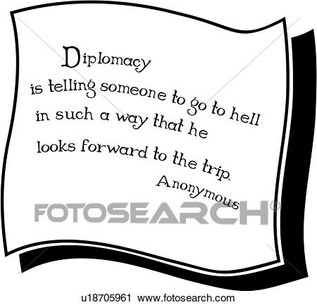 , diplomacy, lettering, ornaments, proverb, quote, word, Clipart.