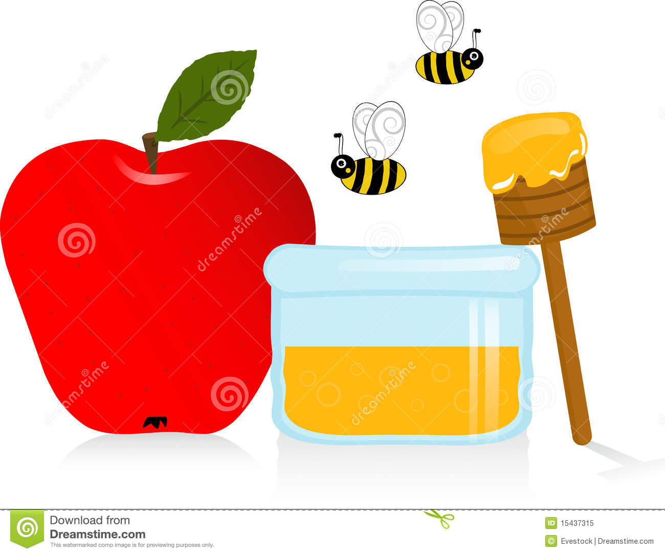 Apple dipped in honey clipart.