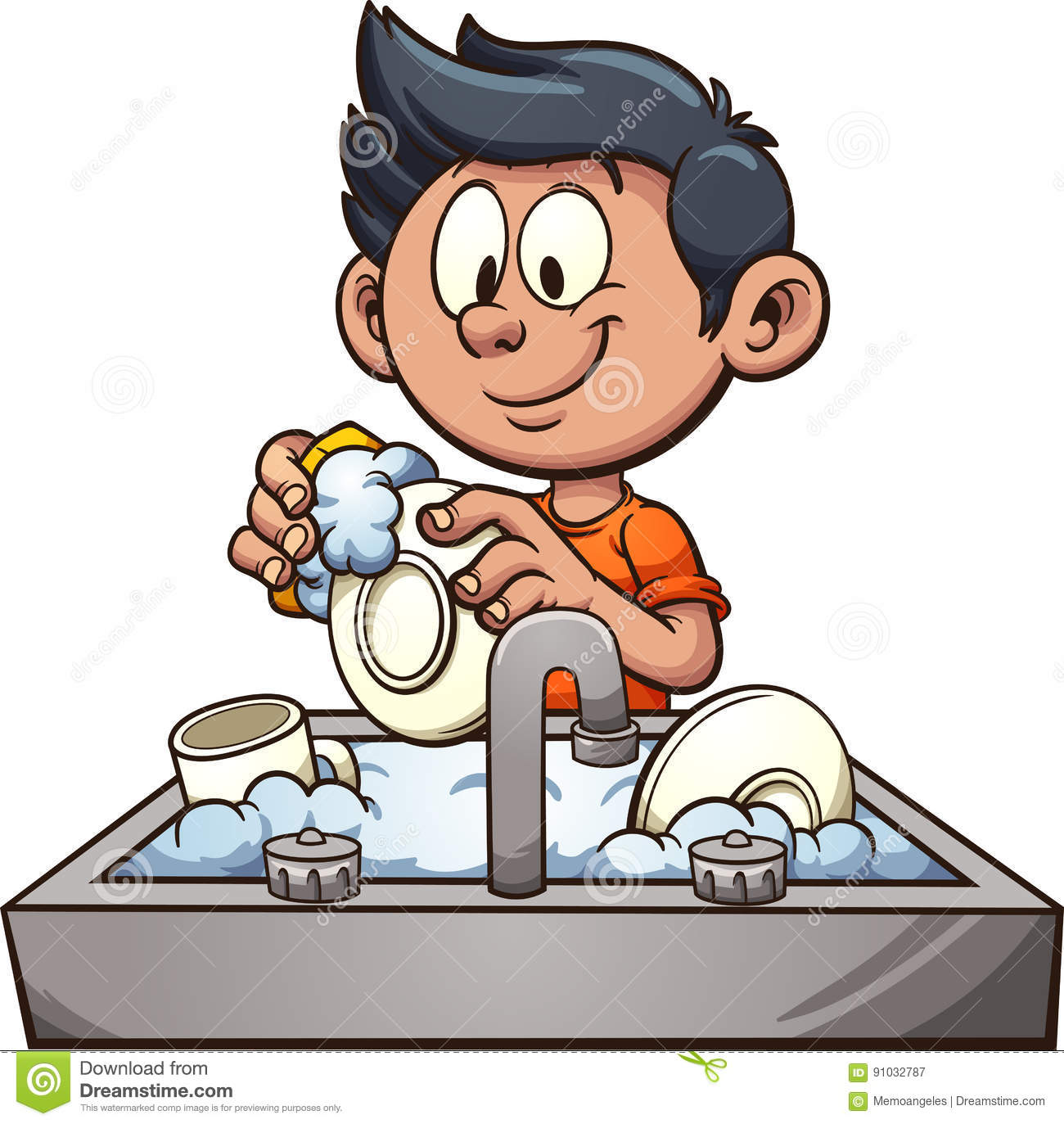 Wash Dishes Clipart.