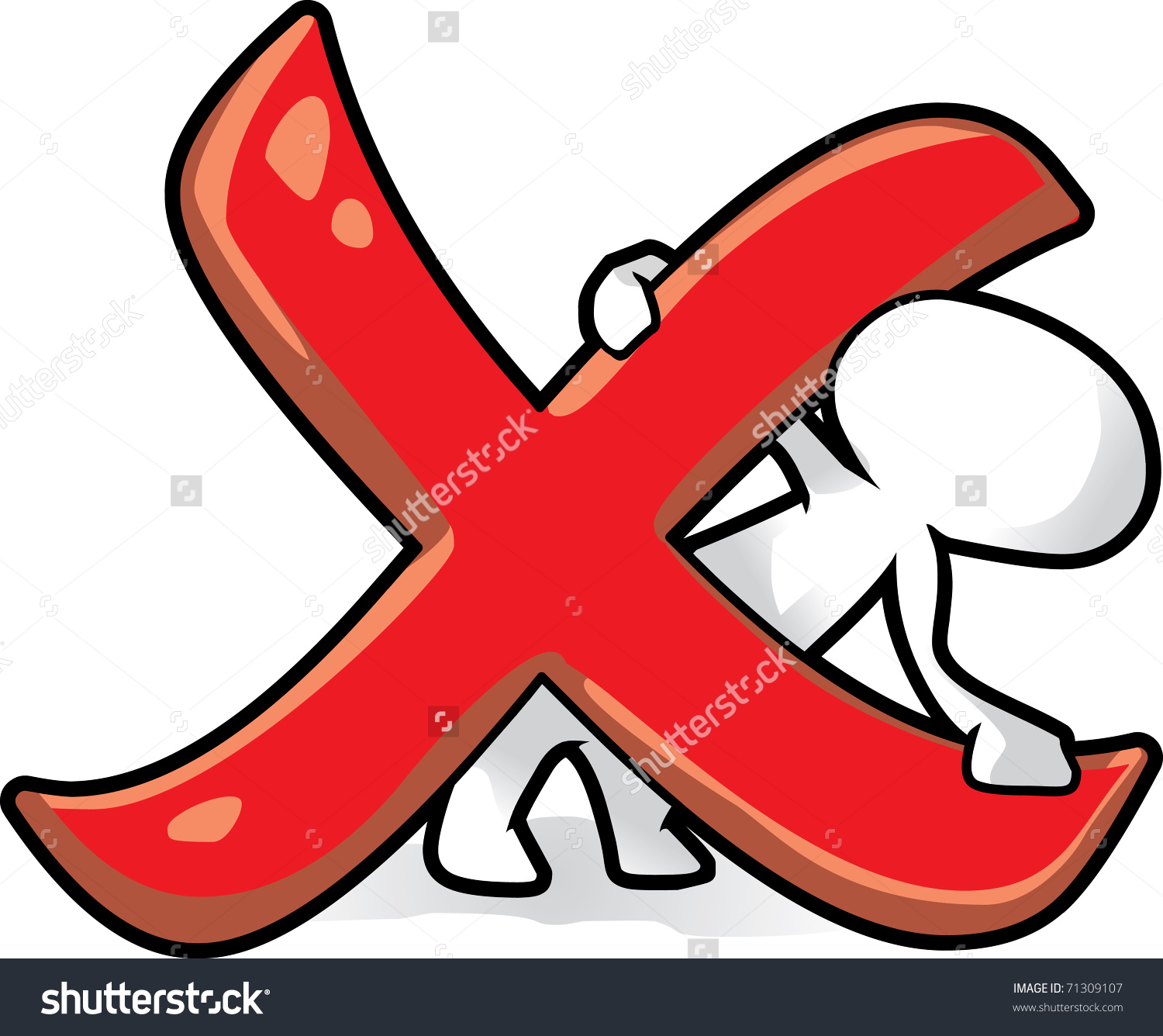 Cartoon Red Disapproval Sign Vector Illustration.