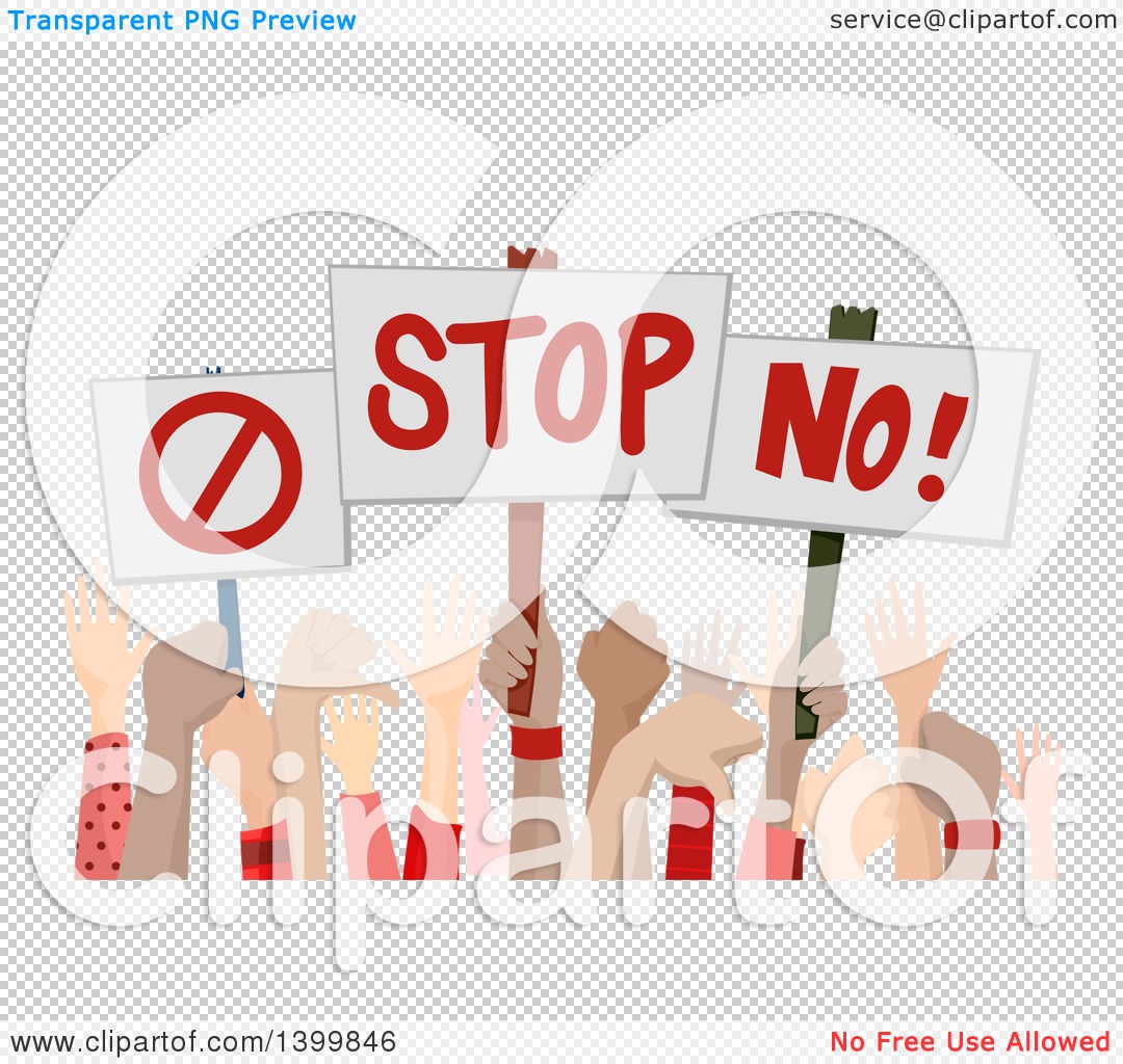 Clipart of Hands Holding up Disapproving Signs.