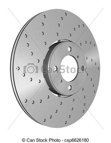 Stock Illustration of double disc brake rotor separated on white.