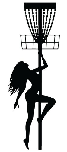 Disc Golf Standing Pole Dancer Basket Vinyl Decal with Chains.
