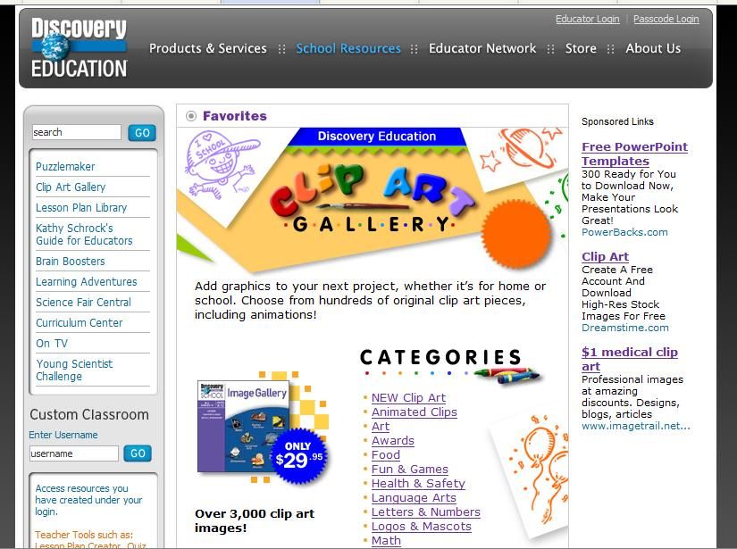 Discovery Education: FREE clipart gallery.