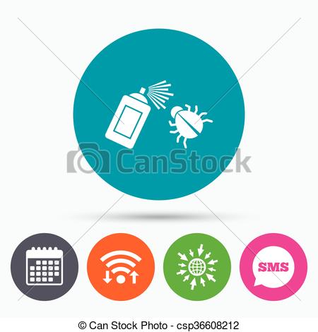 Vector Clip Art of Bug disinfection sign icon. Fumigation symbol.