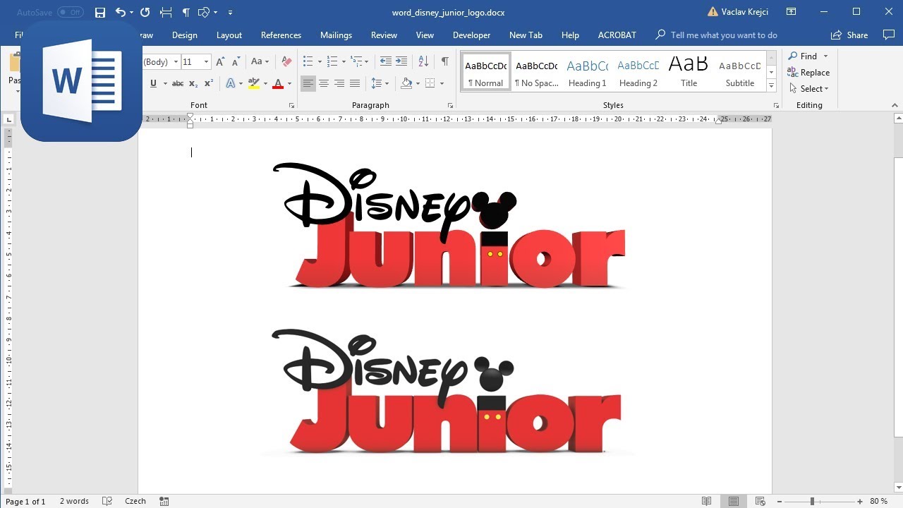 How to create Disney Junior logo in Microsoft Word (Tutorial).