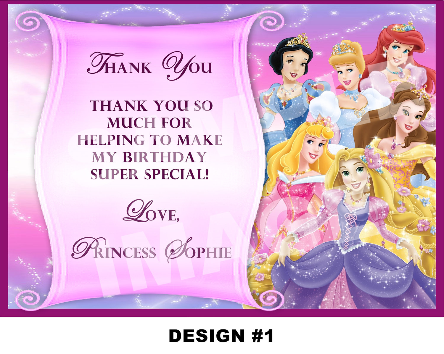 Free Printable Disney Princess Thank You Cards