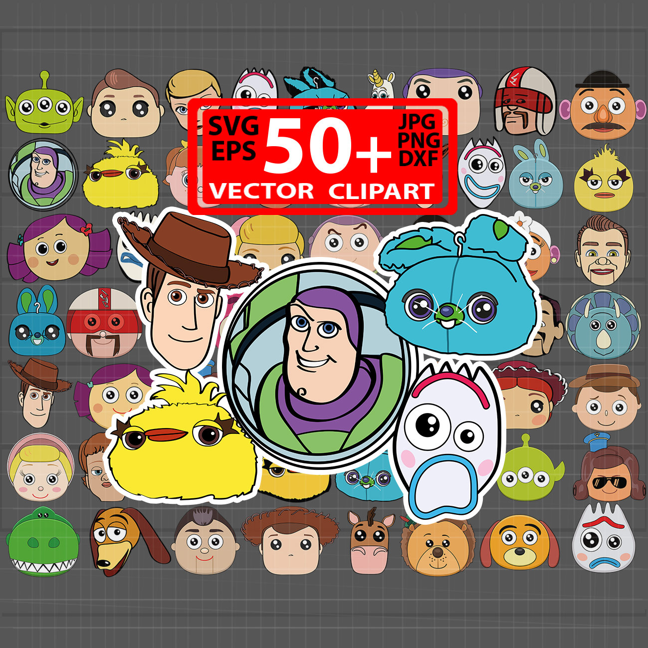 Disney svg layered Toy story 4 svg cartoon svg bundle clipart png images  cut vector file cricut face birthday party invitation shirt sticker.