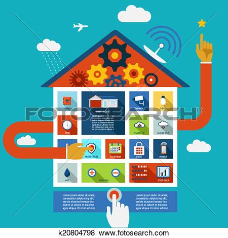 Clip Art of Vector display panel to control a smart house.