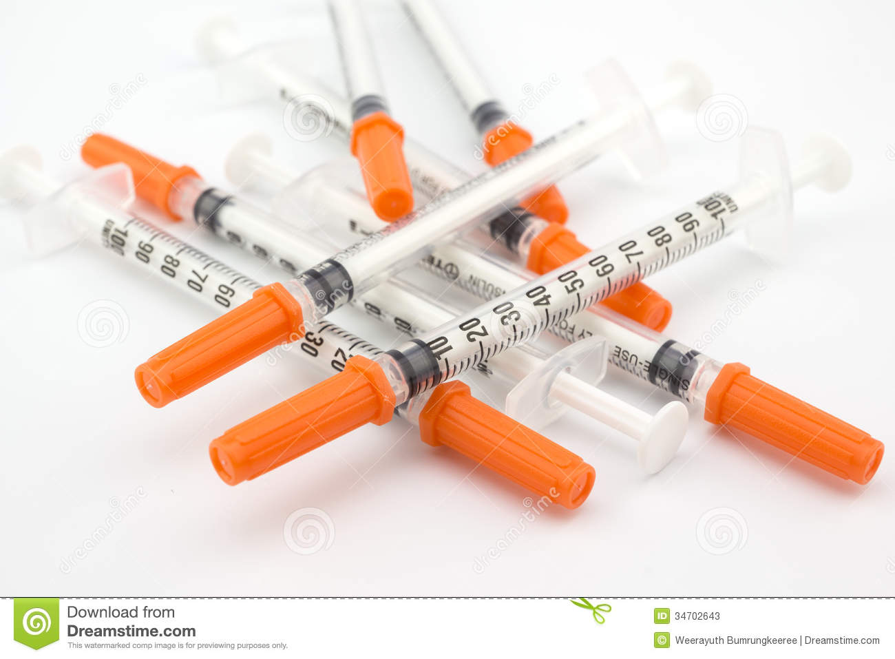 Insulin Syringes Stock Photos.
