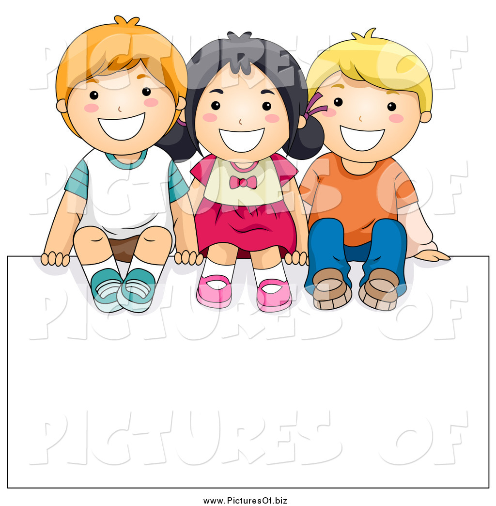Vector Clipart of a Happy Diverse School Kids Sitting on a.