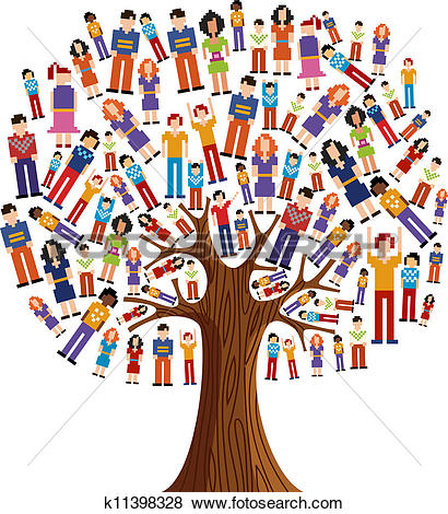 Clipart of Isolated Diversity Tree people k11398324.