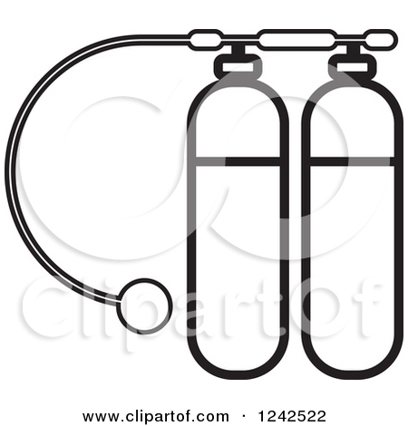 Clipart of a Black and White Diving Cylinder.