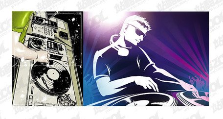 Vector DJ playing disc material Clipart Picture.