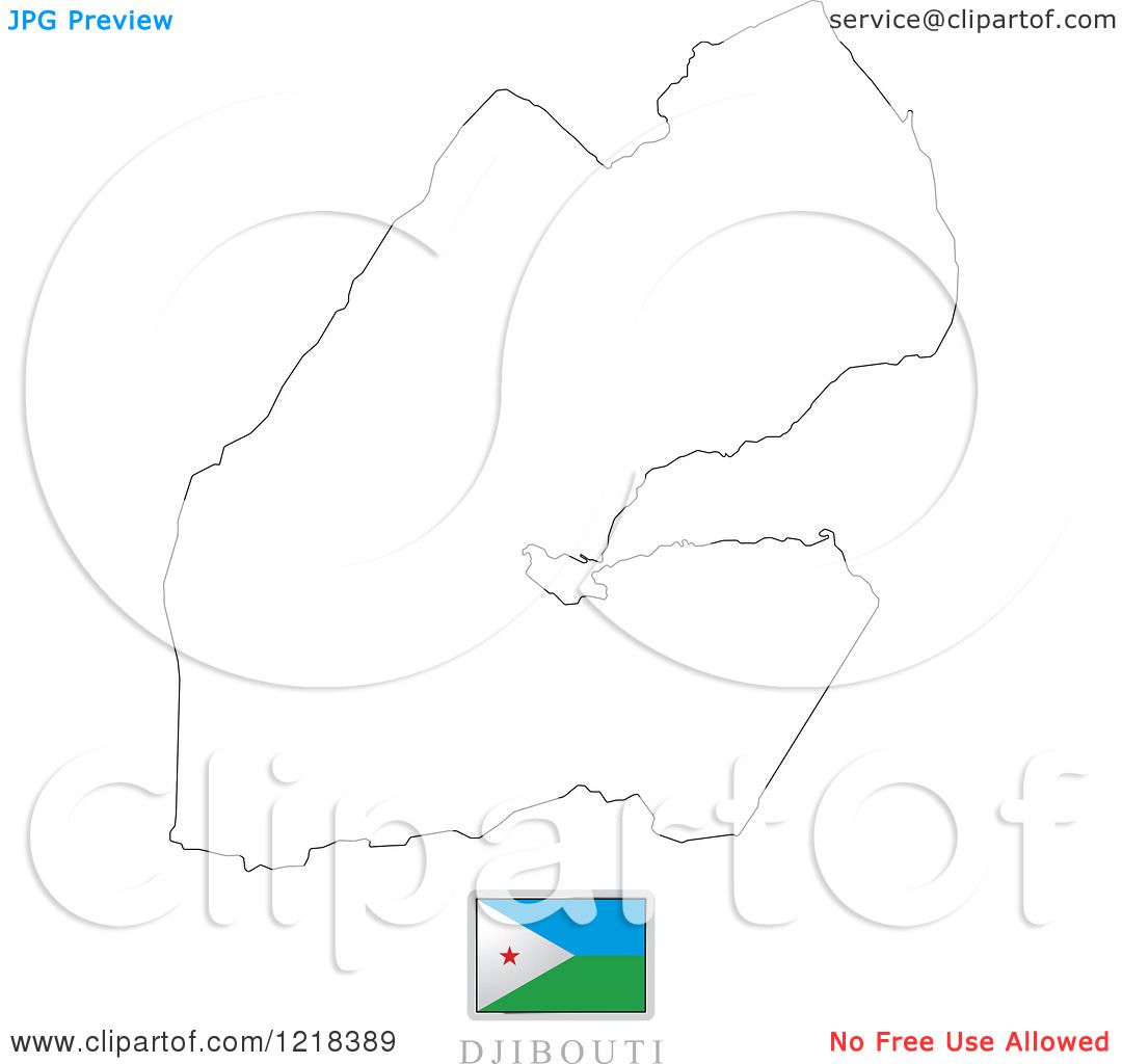 Clipart of a Djibouti Flag And Map Outline.