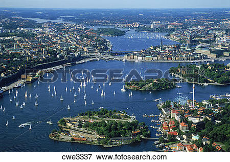 Picture of Aerial view of Stockholm above Djurgarden with.