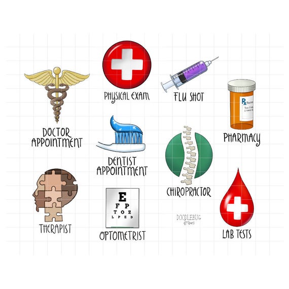 Health Appointments Digital Planner Stickers.