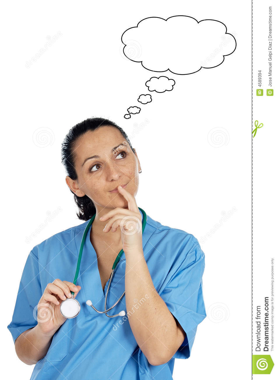 Lady Doctor Thinking Stock Images.