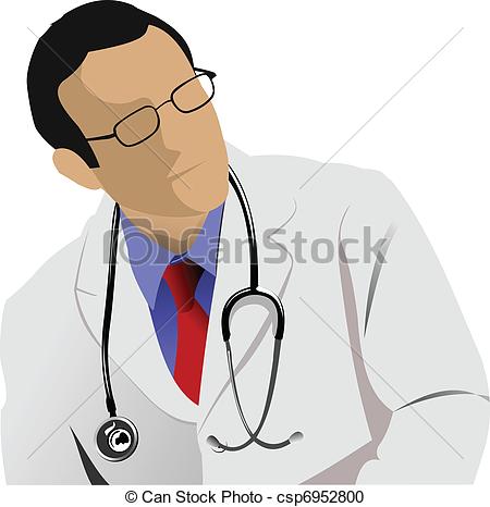 Vector Clipart of Medical doctor with stethoscope on.