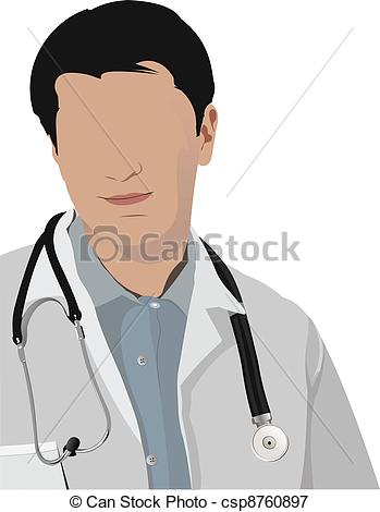Vector Clip Art of Medical doctor with stethoscope. V.