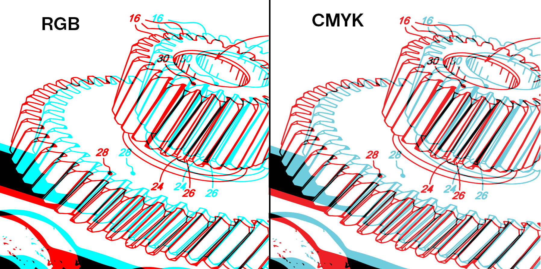 How do I ensure a CMYK cyan that works in Red.