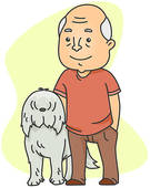 Man and dog clipart.
