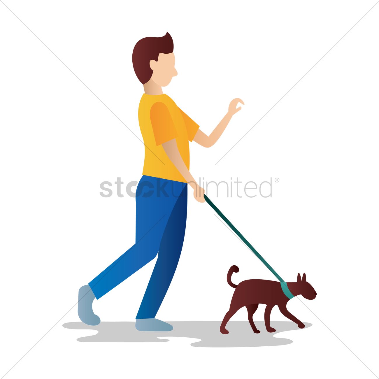 Old man walking with his dog Vector Image.