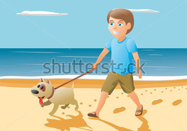 Walking on the beach clipart.